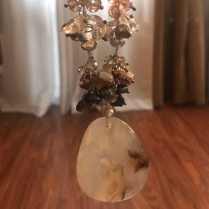 Agate Crystal necklace pink, purples, clear